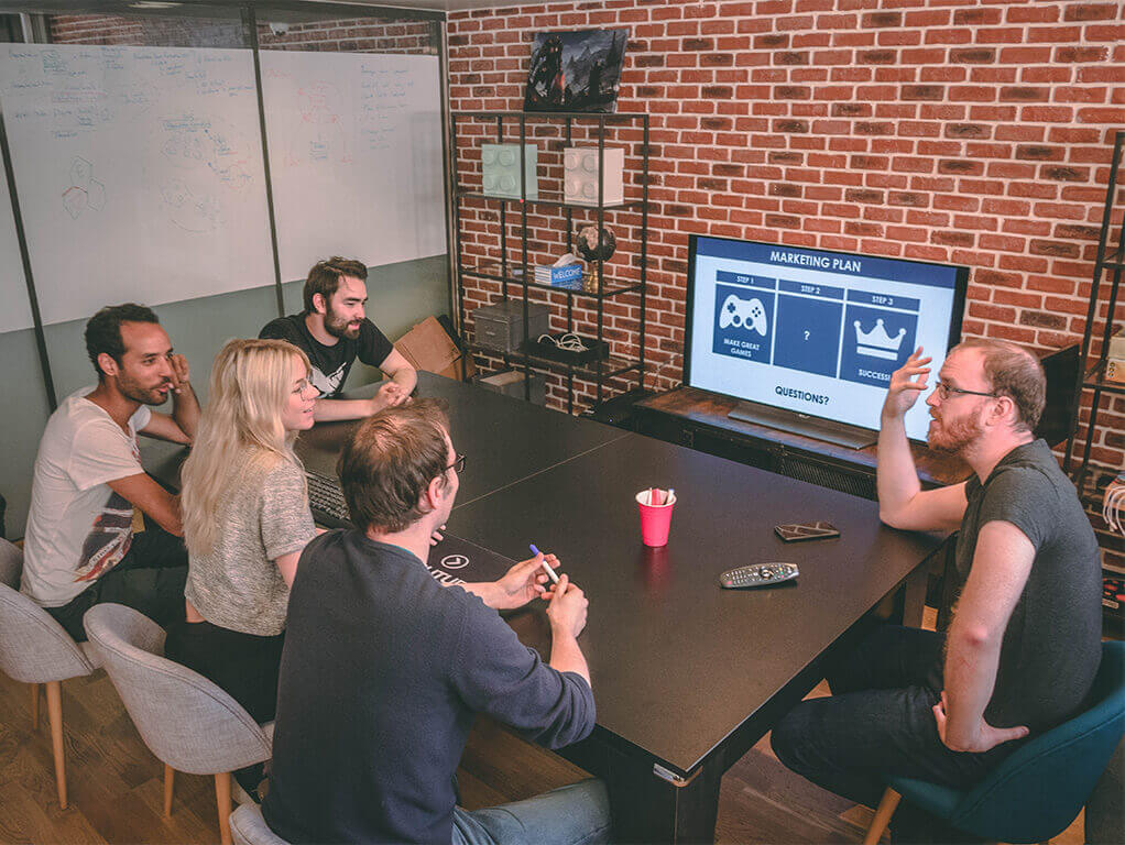 The Marketing team of Amplitude Studios in one of our meeting room